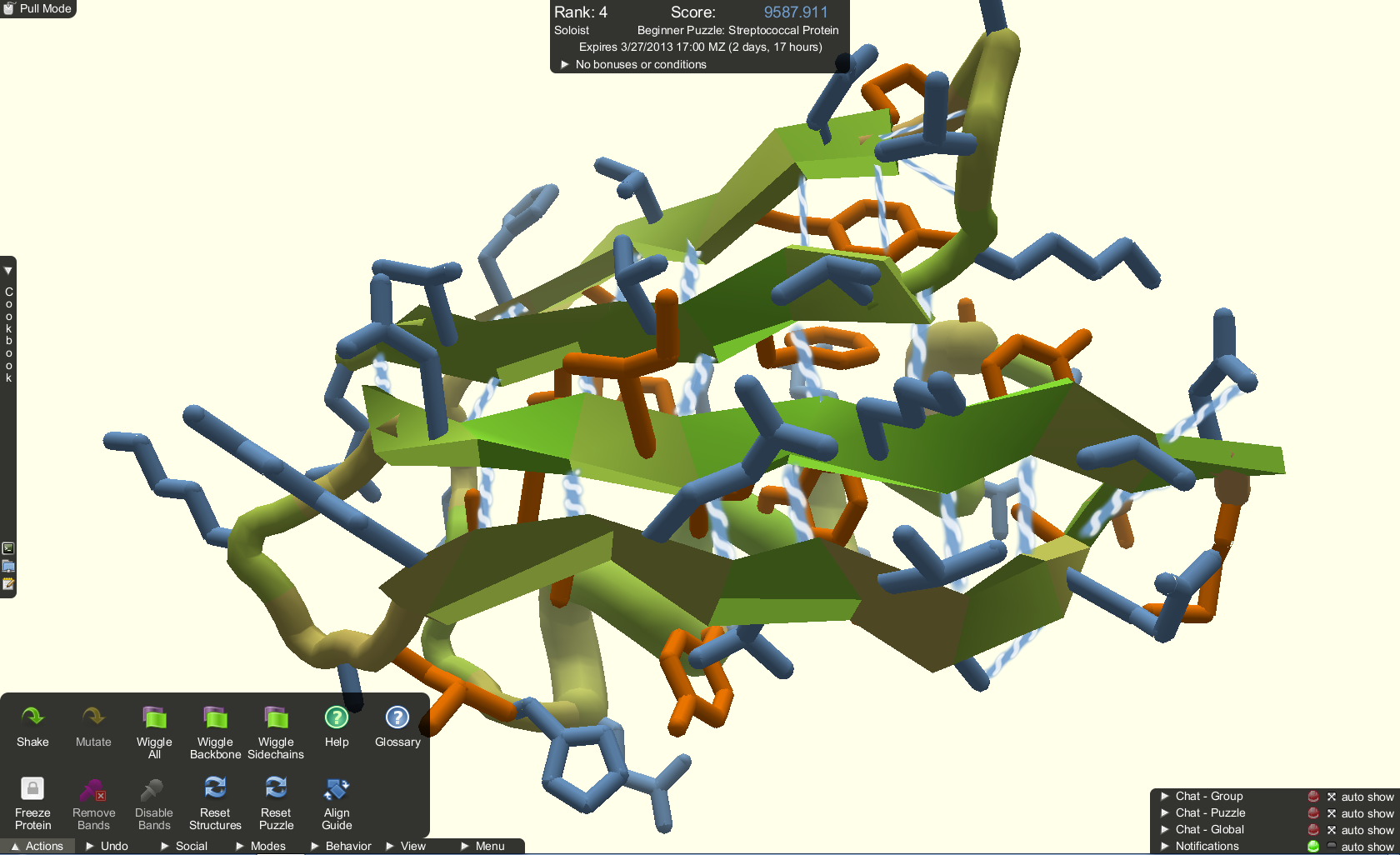 Image of FoldIt online puzzle game for AIDS research